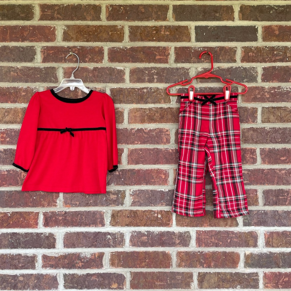 Baby Girl’s Koala Kids Red Plaid Holiday Top And Pants Size 18-24 Months